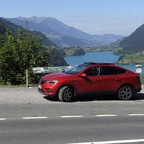 Im Sommerurlaub 2022, im Hintergrund Lungener See und Pilatus (Schweiz)